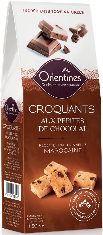 BISCUITS – CROQUANTS PUR BEURRE AUX PEPITES DE CHOCOLAT NOIR – SACHET 150g  - ROYALE NORMANDE - Biscuiterie & Confiserie - Le Tout normand