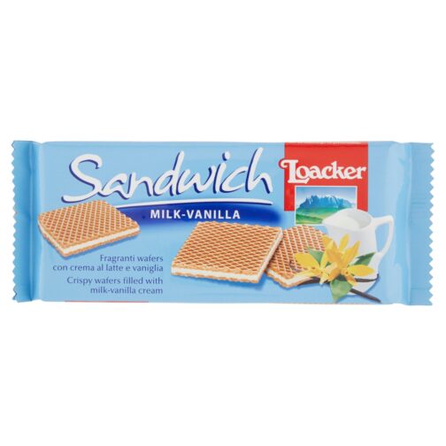 Gaufrettes Croustillantes Fourrés à la Crème Vanille Loacker Sandwich 75g